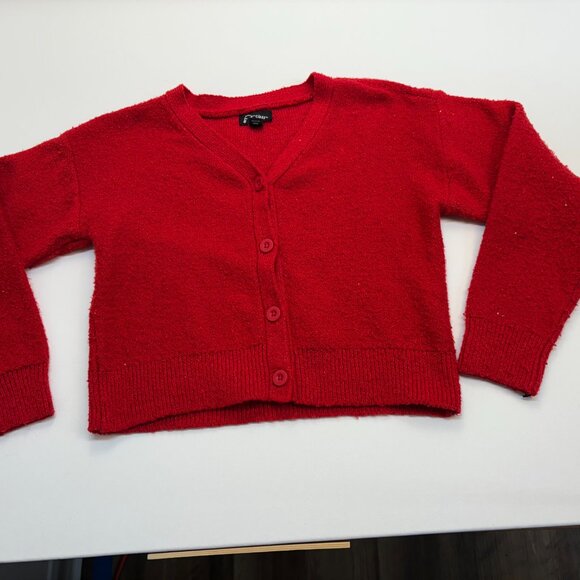 Art Class Sparkly Red Bouclé Cardigan Sweater Girls M (7/8) - Picture 2 of 5